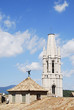 View of the roof and tower bell of the Girona Cathedral, Spain