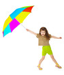 Little happy girl is playing with color umbrella Little happy girl is playing with color umbrella