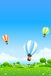 Green Landscape with Hot Air Balloons