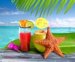 coconuts cocktails straw tropical beach starfish coconuts cocktails straw tropical beach starfish