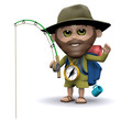 3d Hiker goes fishing