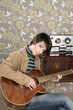 retro woman musician guitar player vintage retro woman musician guitar player vintage