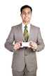 Indian business man holding a name card.
