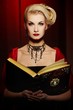 Attttractive lady with  an ancinet book