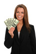 Photo: Young Woman Holding Money Young Woman Holding Money