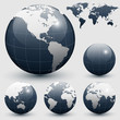 Earth globes with world map