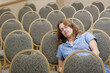 Woman sleeping at boring conference