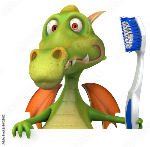 Illustration: Dragon et brosse à dents Dragon et brosse à dents