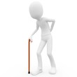 3d man old with walking stick 3d man old with walking stick