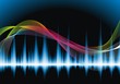 Abstract vector shiny background design with sound waves.
