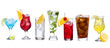 set with different cocktails set with different cocktails
