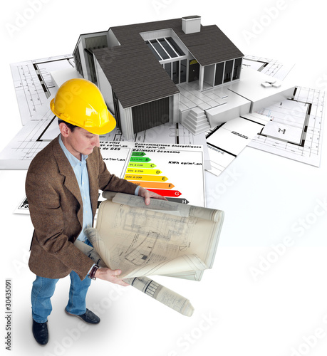 Photo: Architect planning an energy efficient home Architect planning an energy efficient home