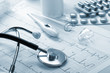 stethoscope on the cardiogram