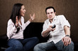 Couch potato and angry wife
