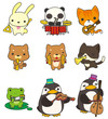 Vektor: cartoon animal play music icon cartoon animal play music icon