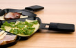 Raclette pan with cheese - party food