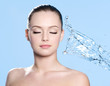 Clean face and stream of water