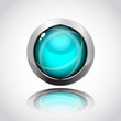 Modern 3d blue color glossy ball with metal frame ring. Modern 3d blue color glossy ball with metal frame ring.
