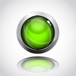 Modern 3d glossy shine green button with chrome frame. Modern 3d glossy shine green button with chrome frame.