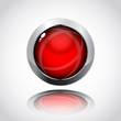 Modern 3d glossy shine red button with chrome frame.