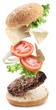 Flying ingredients of hamburger