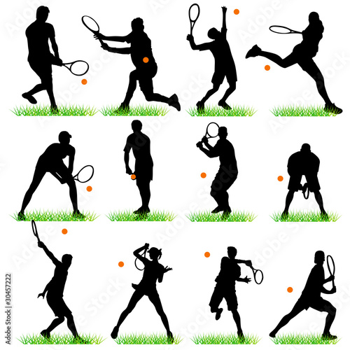 Vektor: Tennis silhouettes set Tennis silhouettes set