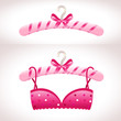 Hanger. Pink bra on a hanger Hanger. Pink bra on a hanger