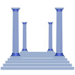 Escaliers et colonnes bleues