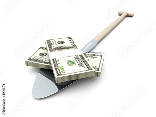 Illustration: Geld schaufeln Geld schaufeln