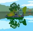 Beautiful Little Island in a Lake