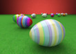 easter eggs on green