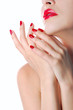 Red lips and manicure