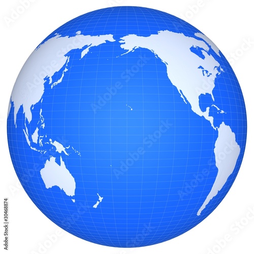 Ilustración: The globe of Pacific ocean isolated on a white background. The globe of Pacific ocean isolated on a white background.