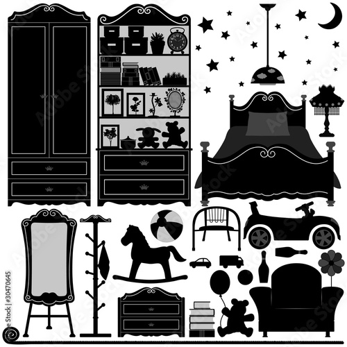 Vector: Children Bedroom Interior Design Home Room Children Bedroom Interior Design Home Room