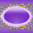 glass oval frame in violet  floral ornament
