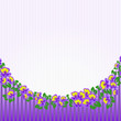 violets in a semicircular lavender striped background