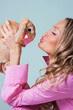 Lovely girl with cute rabbit