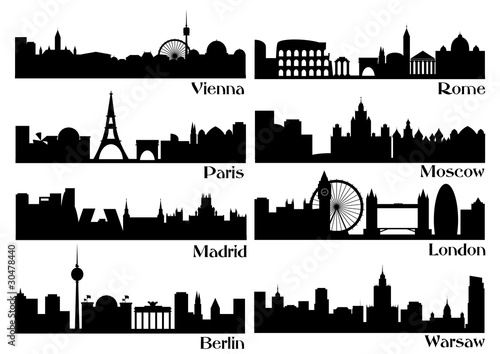Illustration: European metropolis silhouettes European metropolis silhouettes