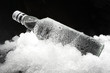 Close up view of the bottle in ice