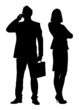 Two young and successful businesspersons in formal clothes Two young and successful businesspersons in formal clothes