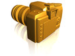 golden camera isolated over white