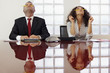 Frustrated colleagues playing at conference call