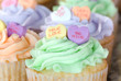 Candy Hearts on Cupcakes Candy Hearts on Cupcakes