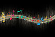 Music Notes on Black Background