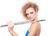 Portrait of a woman playing flute Portrait of a woman playing flute