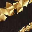 Golden triangular elements  on a black wood board