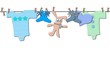 Babystrampler blau an der Wäscheleine