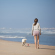 Walking with her dog