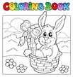 Coloring book with bunny in basket