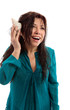 Foto: Beautiful woman with seashell smiling fun Beautiful woman with seashell smiling fun